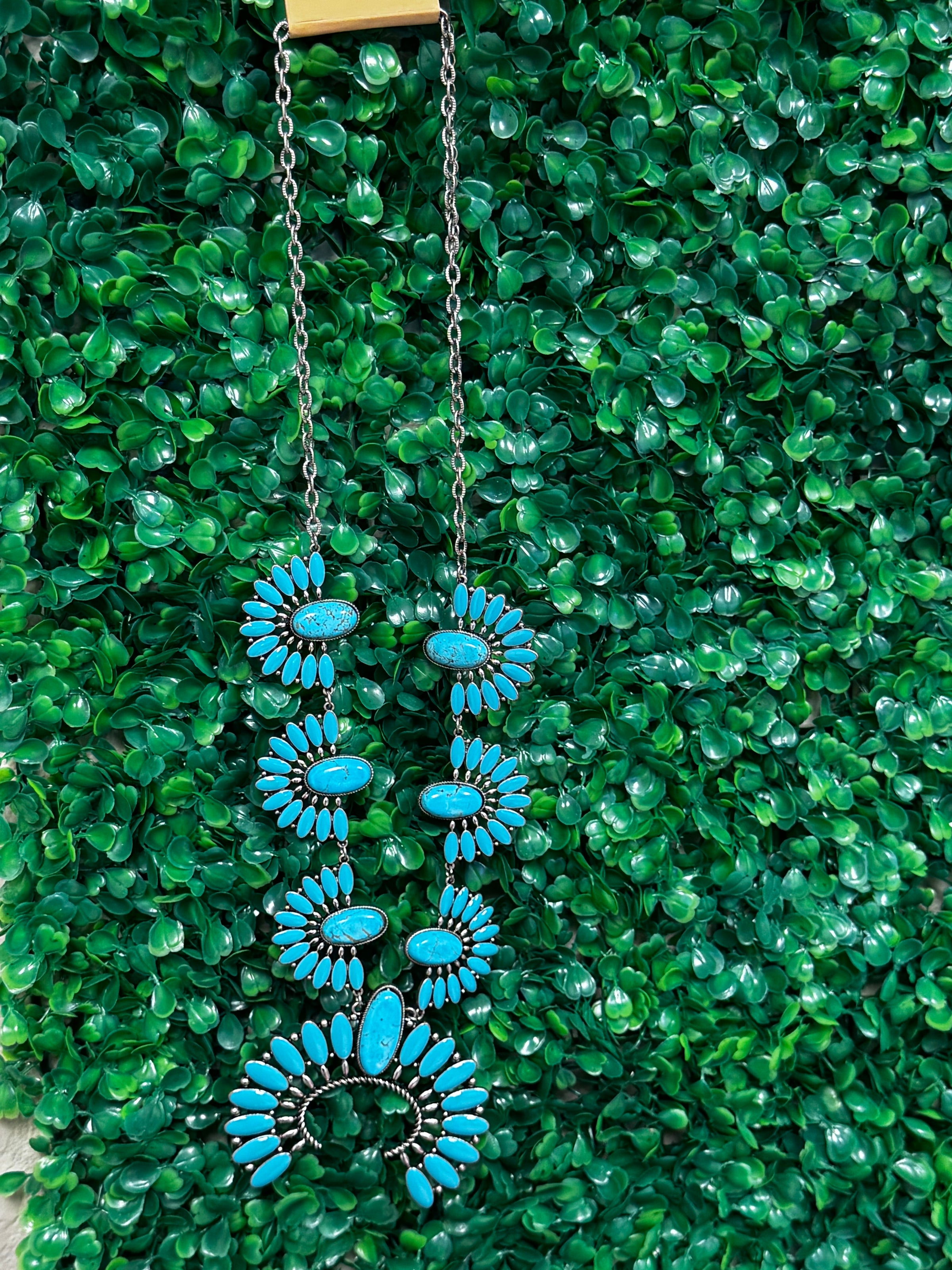 NAVAJO SQUASH BLOSSOM TURQUOISE NECKLACE