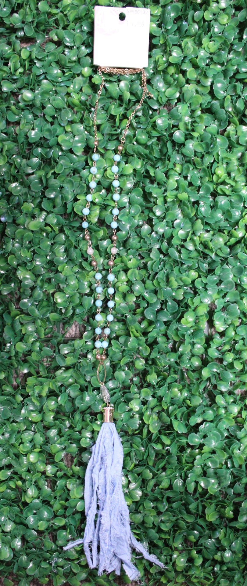 TURQUOISE ROCK GOLD CHAIN TASSEL NECKLACE