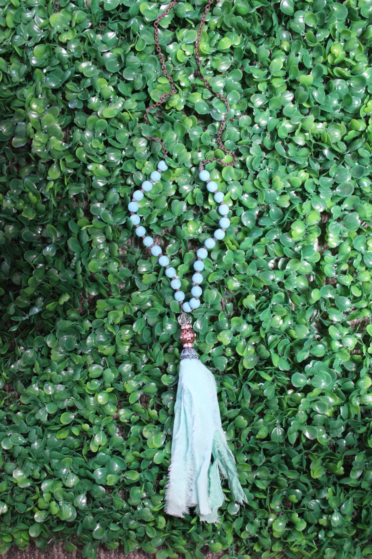 TURQUOISE TASSEL CHAIN NECKLACE