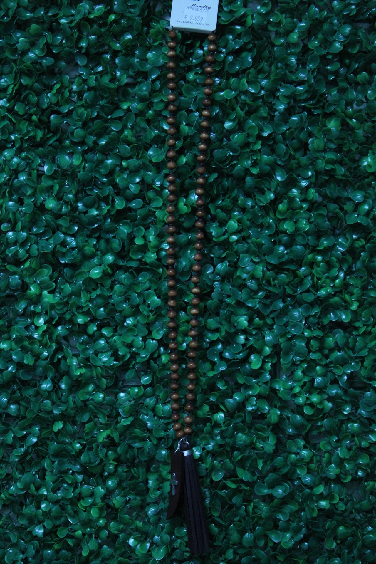 CROSS LEATHER BEADED NECKLACE