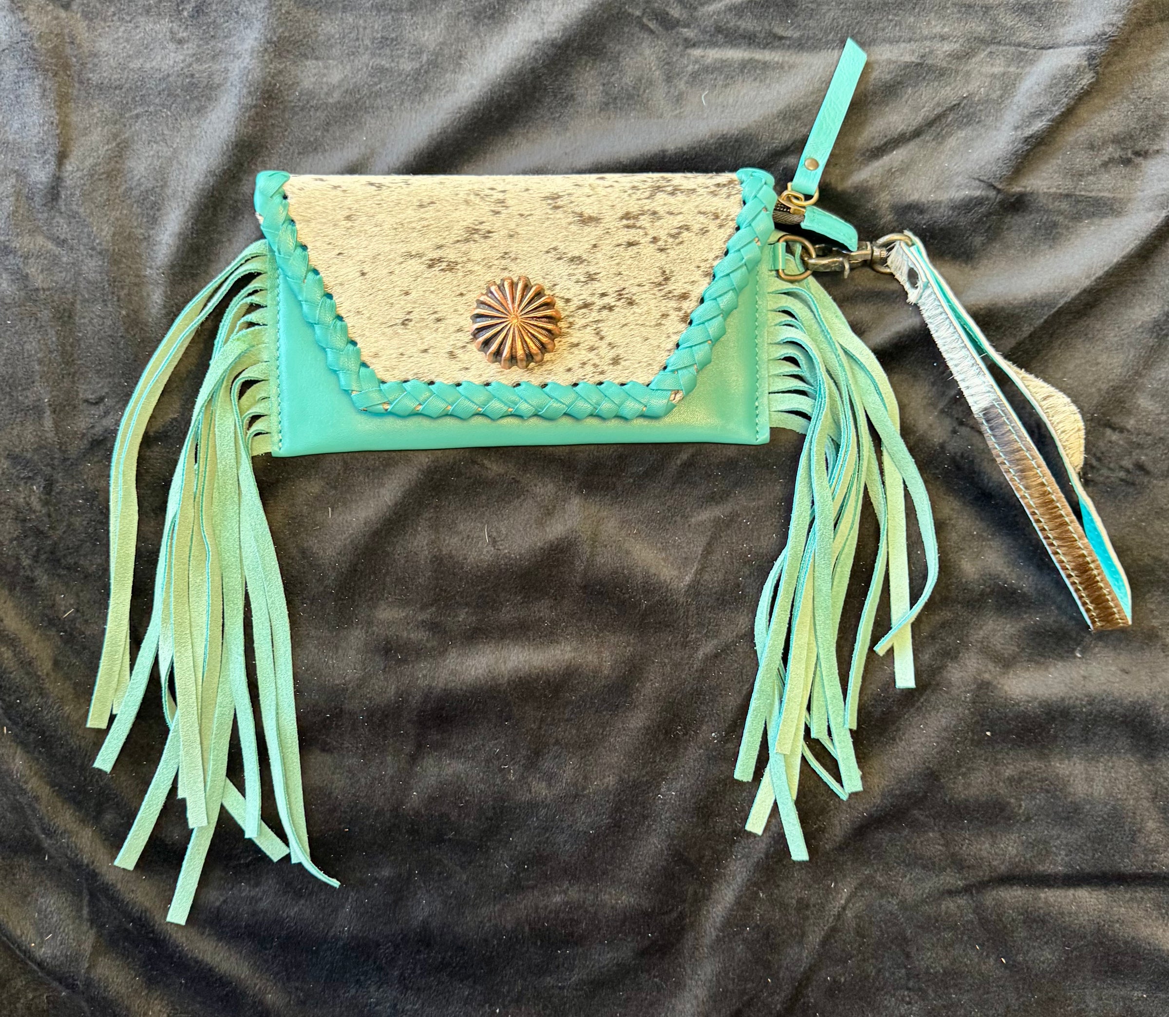 HAIR ON HIDE LEATHER WRISTLET