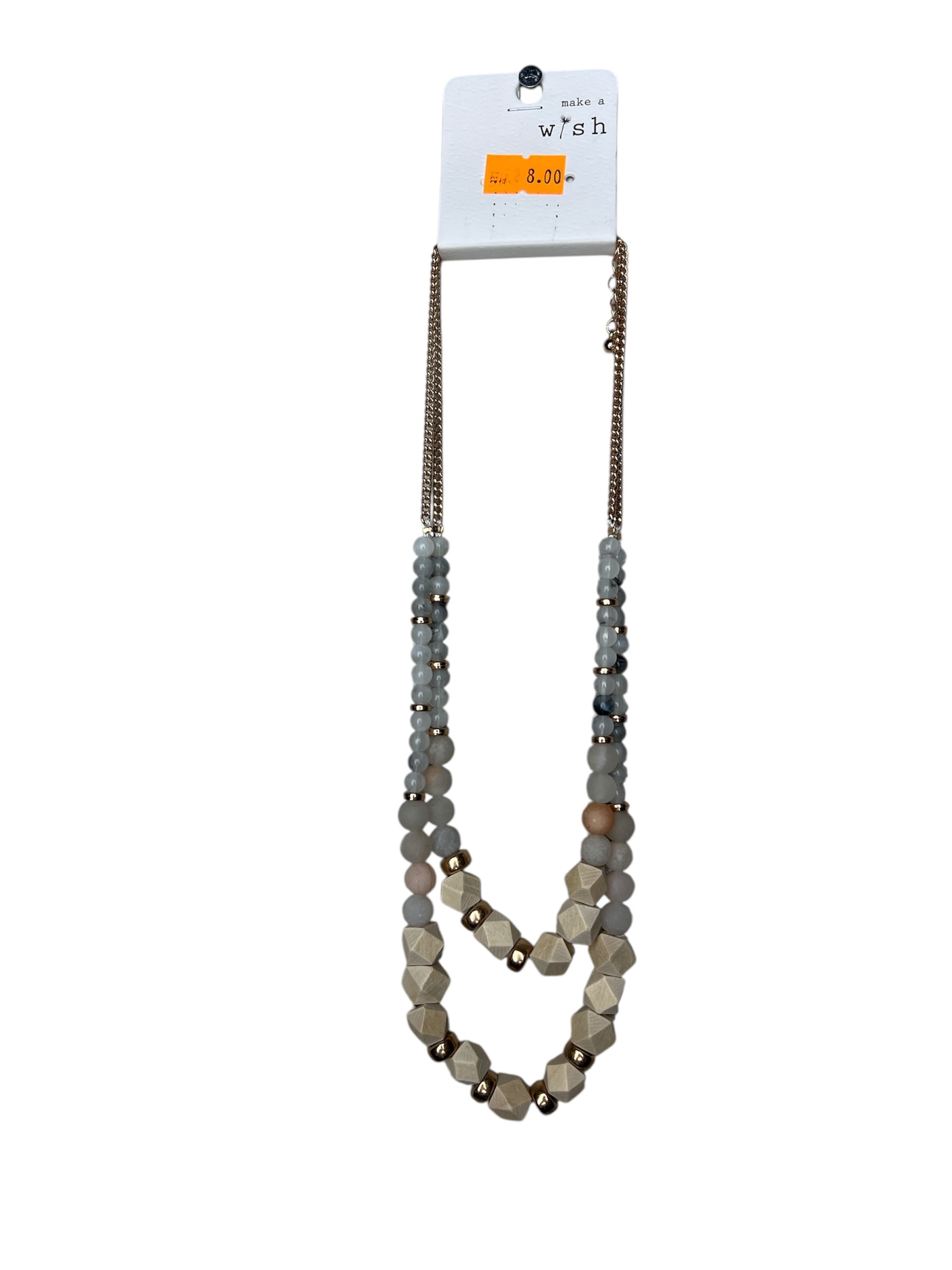 CYAN WOODEN BEAD NECKLACE