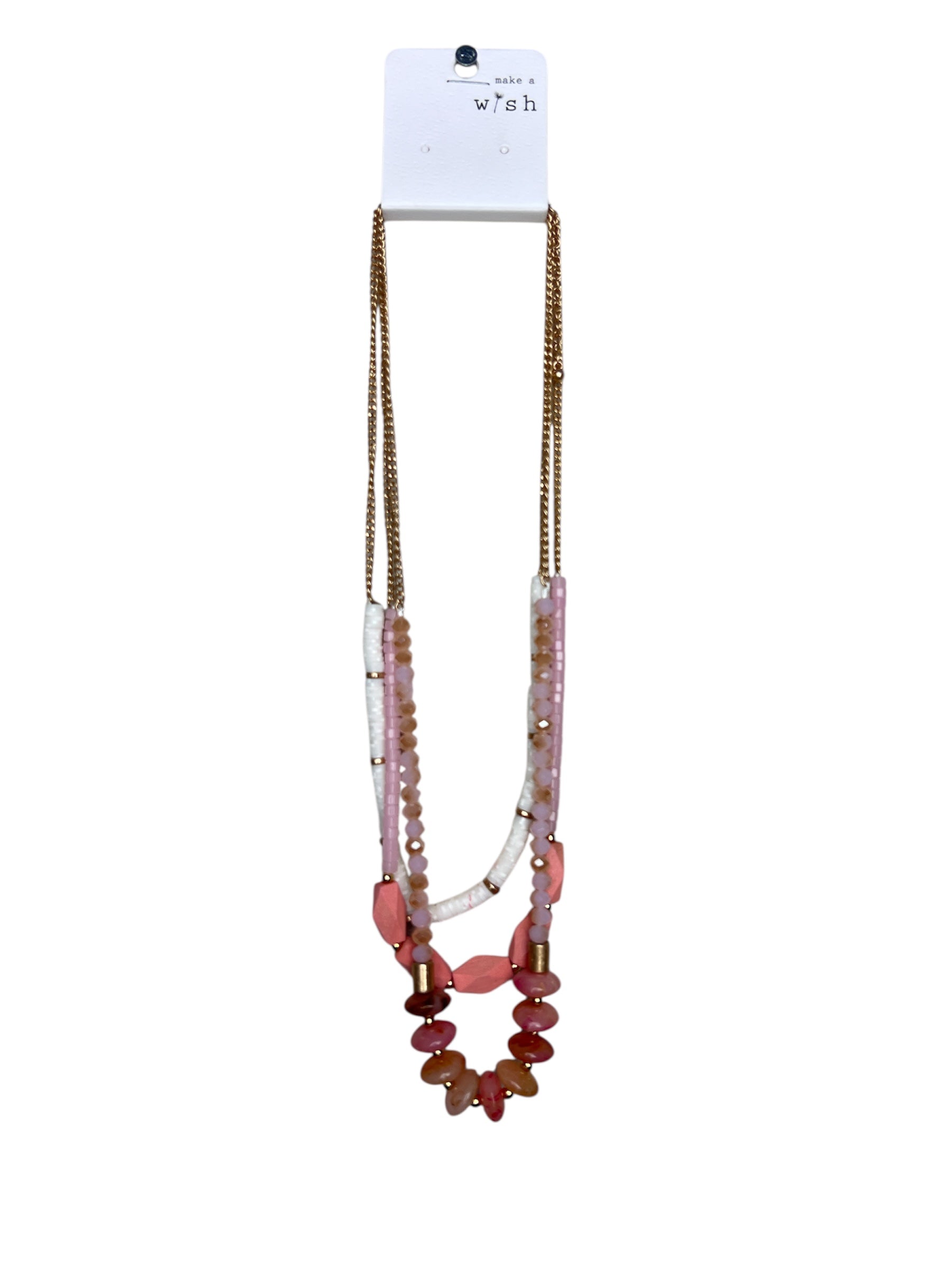 PINK WHITE STONE STONE NECKLACE