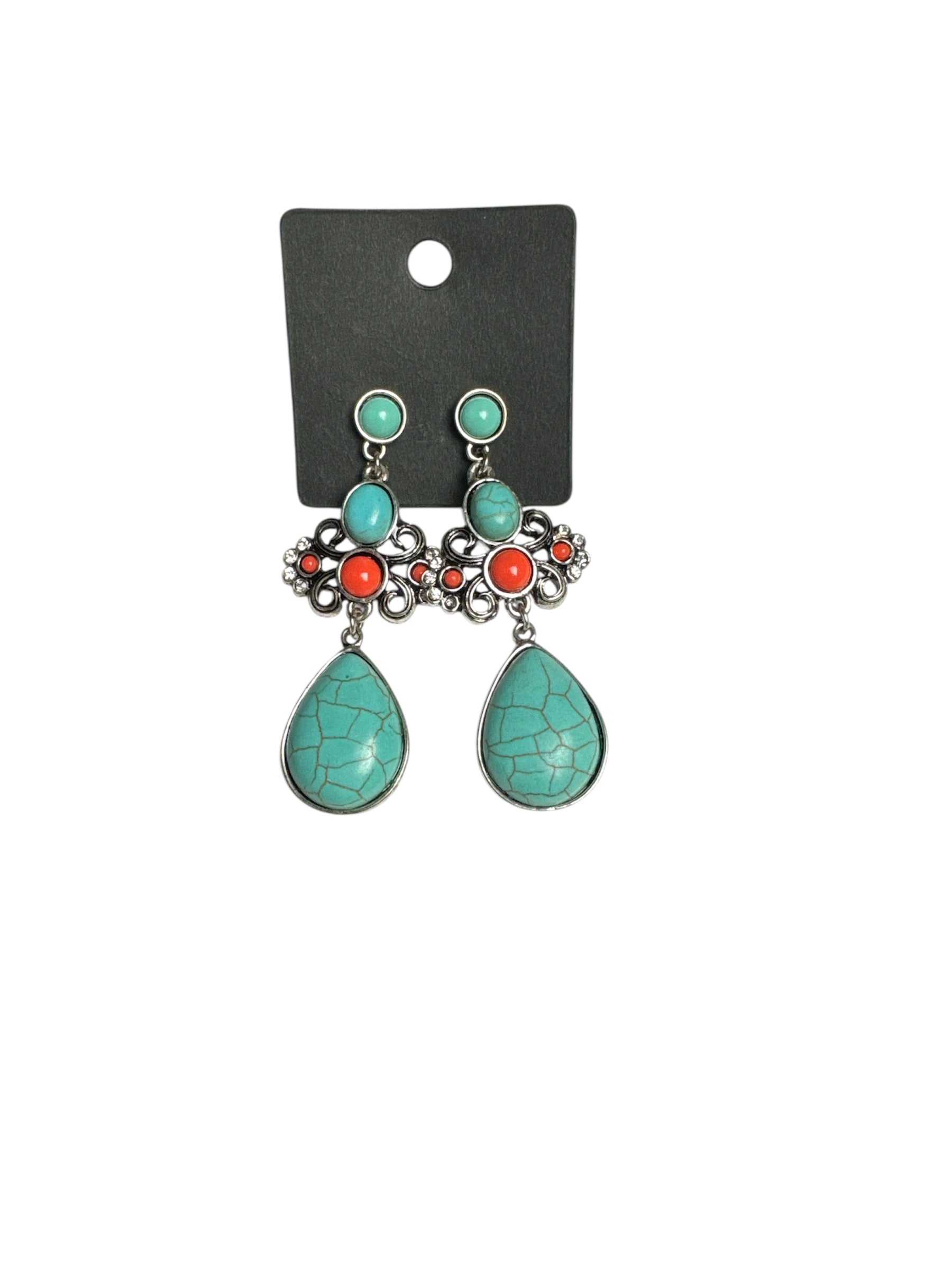 TURQUOISE TEARDROP NOS EARRINGS