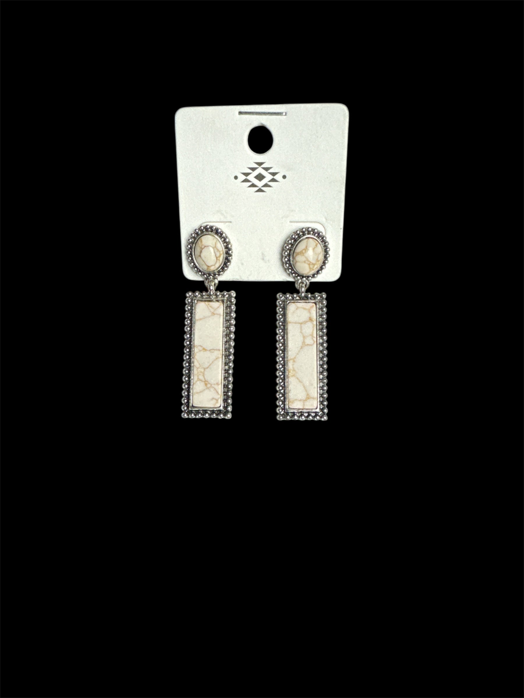 WHITE MARBLE RECTANGLE EARRINGS