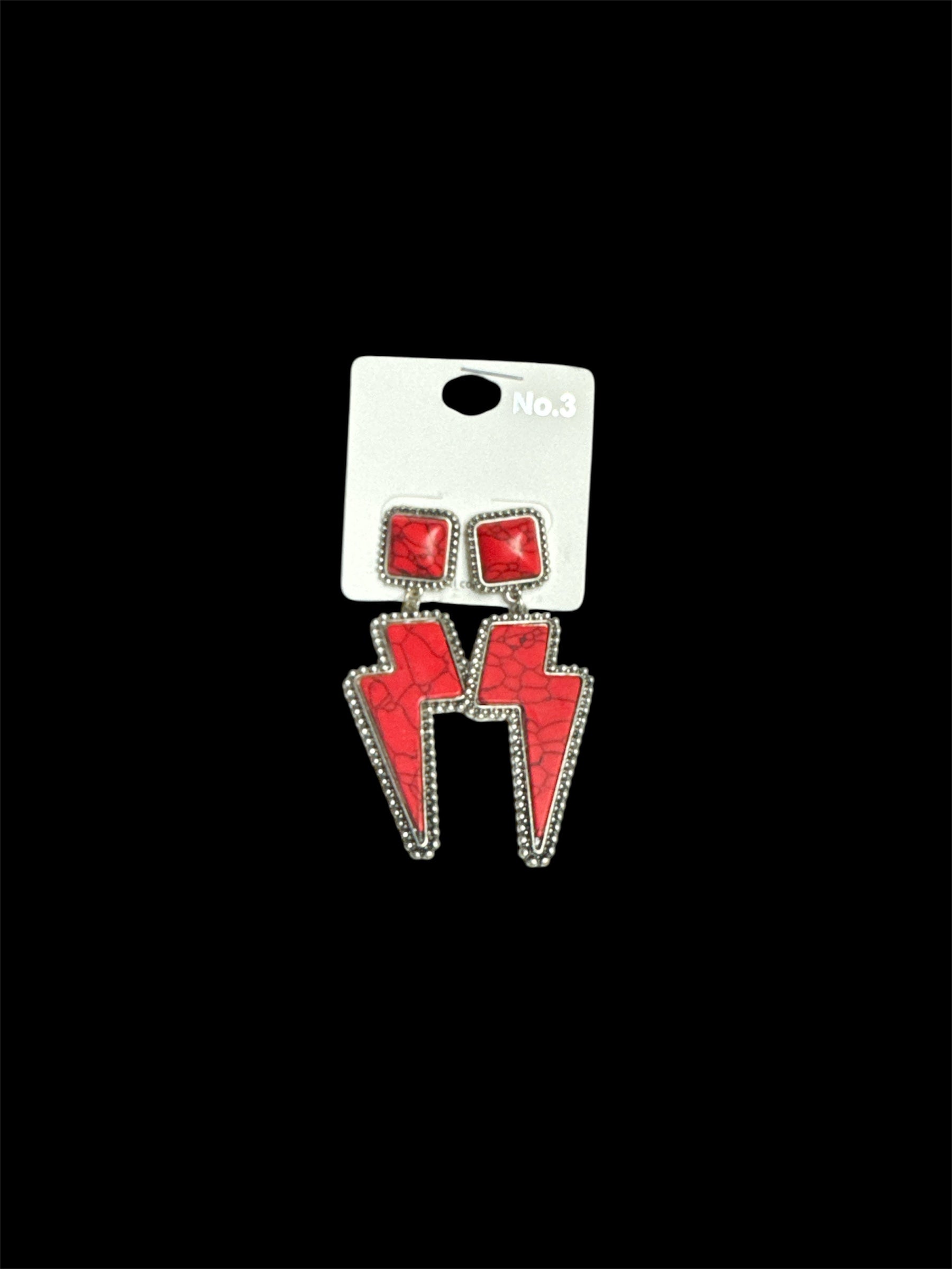 RED BOLT SILVER EARRINGS