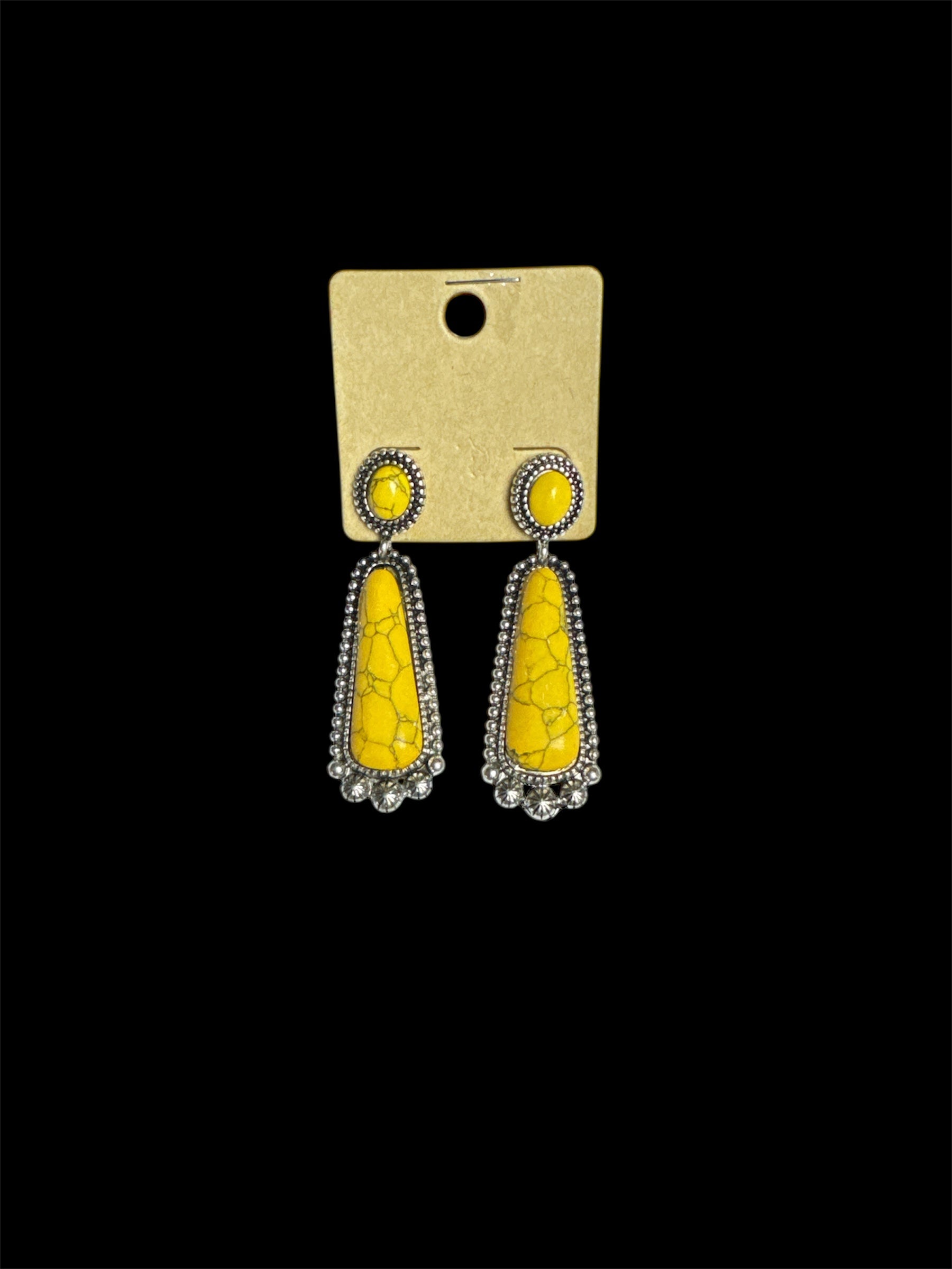 YELLOW TRIANGLE SILVER EARRINGS