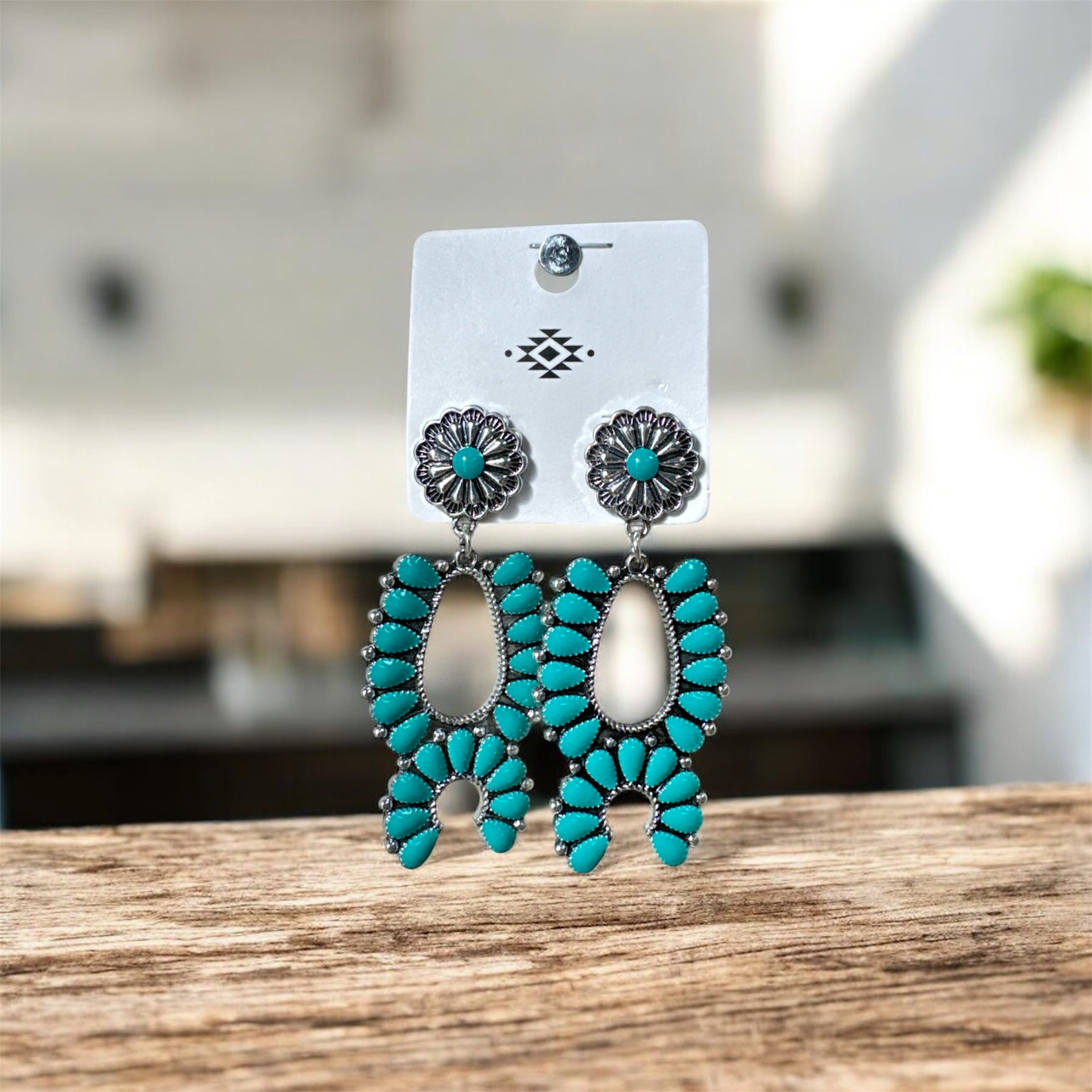TURQUOISE BLOSSOM BEAD EARRINGS