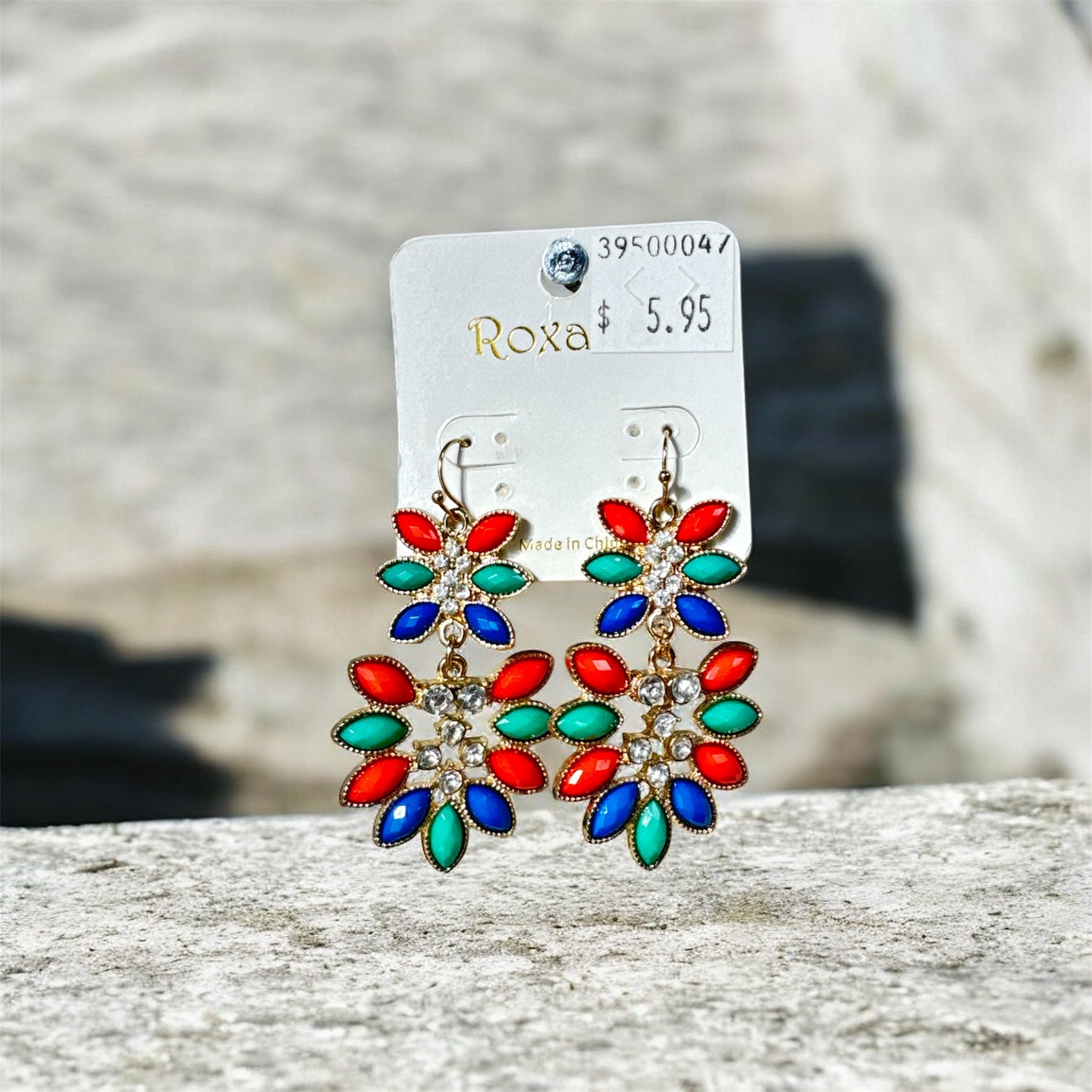 MULTI-COLOR RHINESTONE EARRINGS