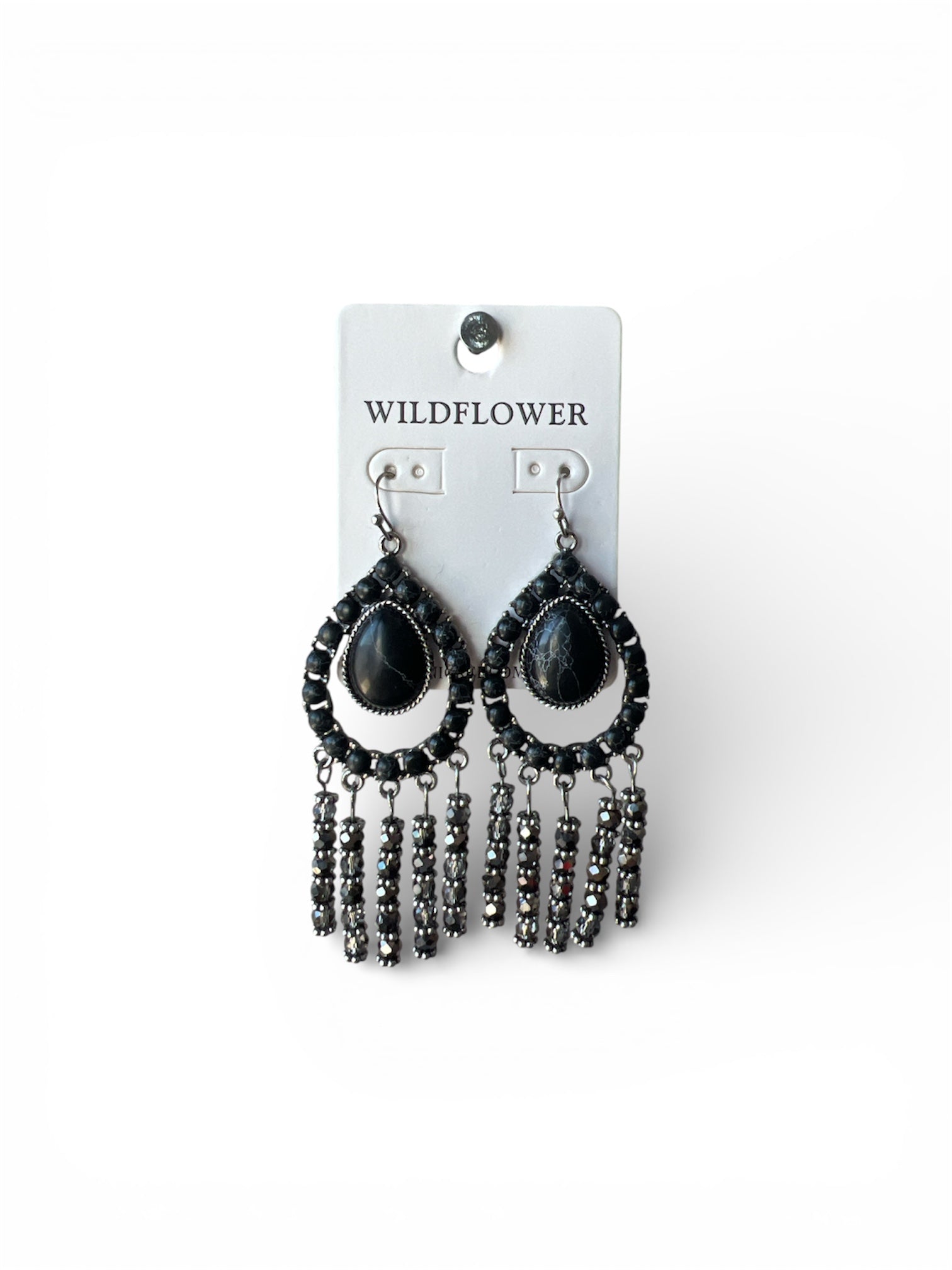 ALL BLACK STONE DANGLE EARRINGS