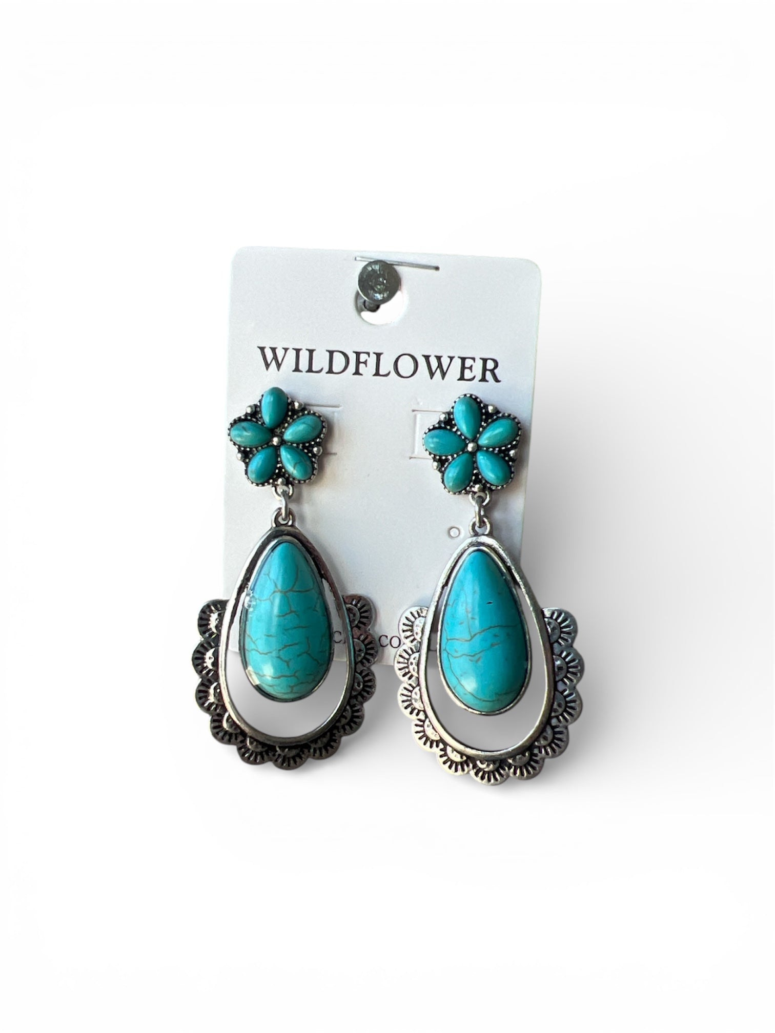 TURQUOISE TEARDROP SILVER EARRINGS