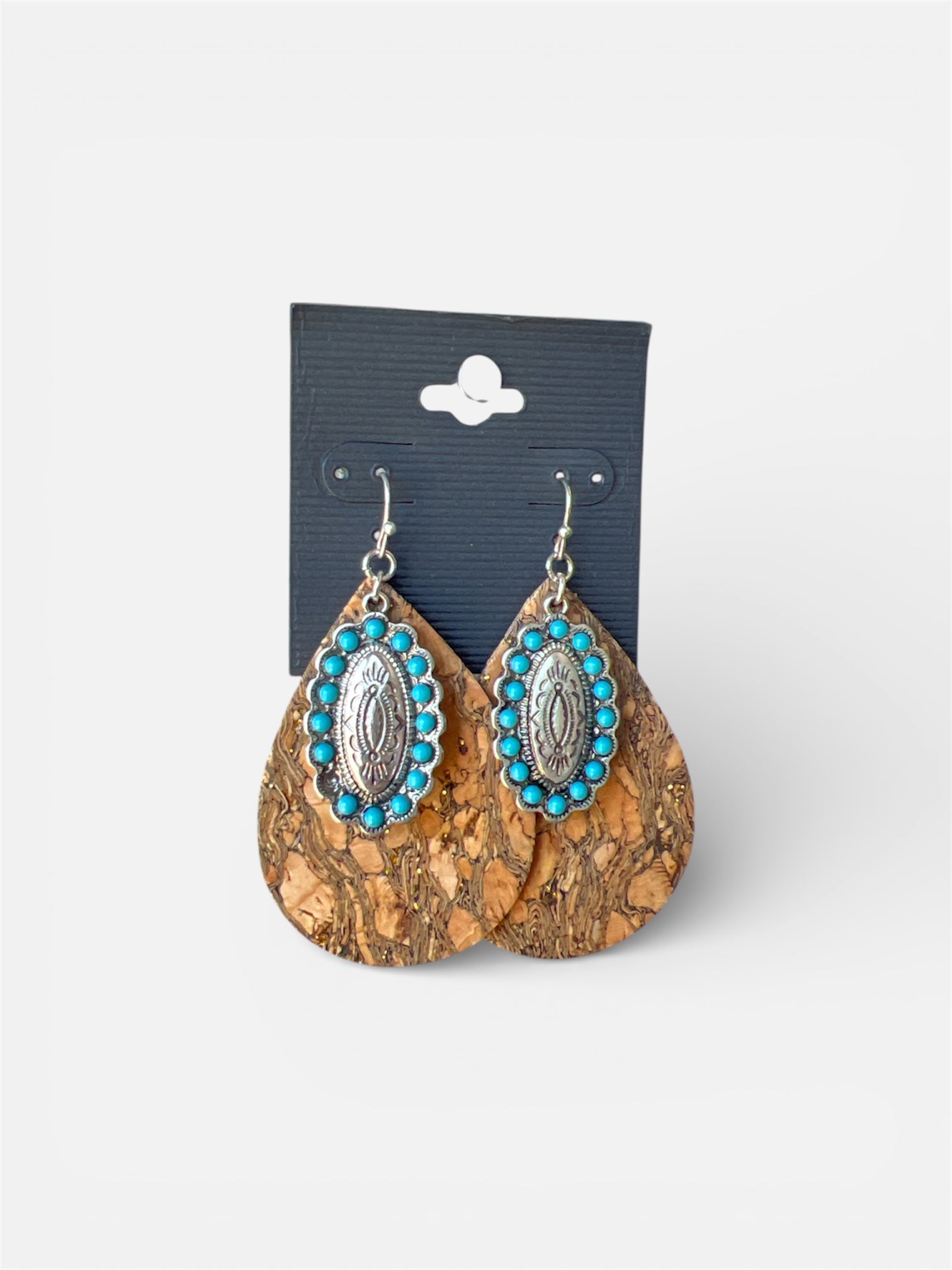 TURQUOISE N' CORK EARRINGS