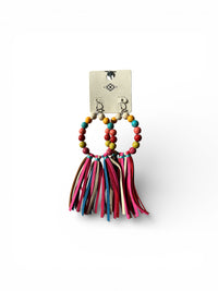 WIRE BEADED TASSEL EARRINGS (SHORT)