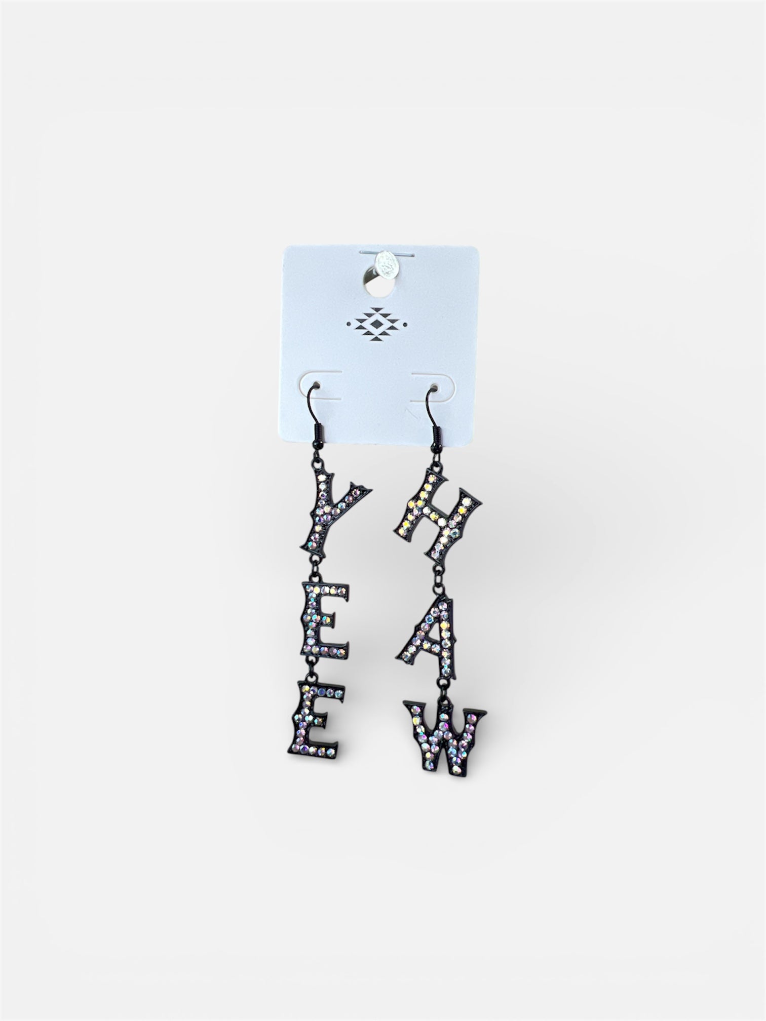 "YEE HAW" BLACK LETTER EARRINGS