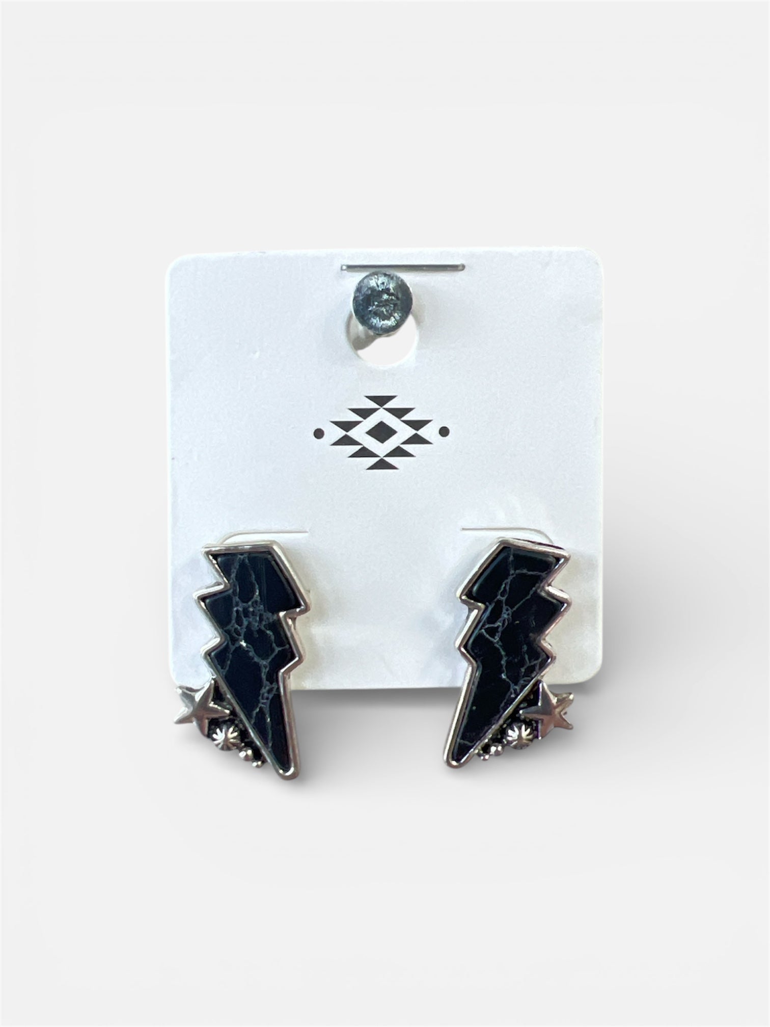 BLACK MARBLE BOLT EARRINGS