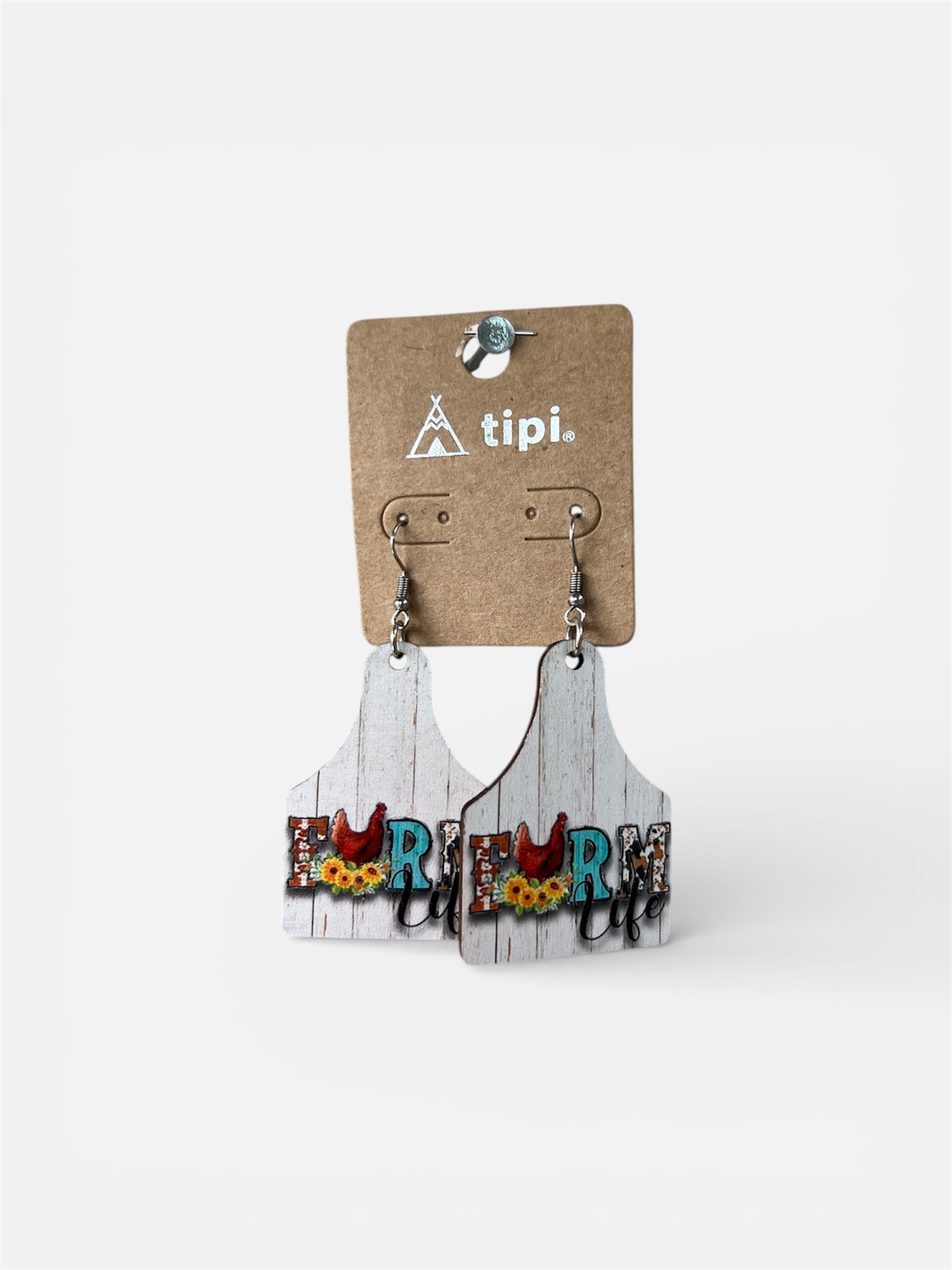 "FARM LIFE" PLATE EARRINGS