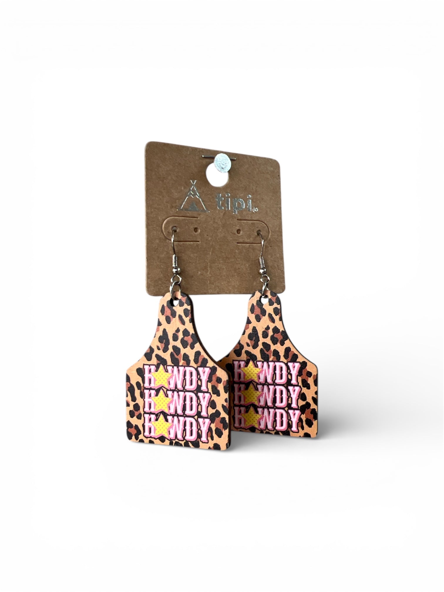 HOWDY LEOPARD PLATE EARRINGS