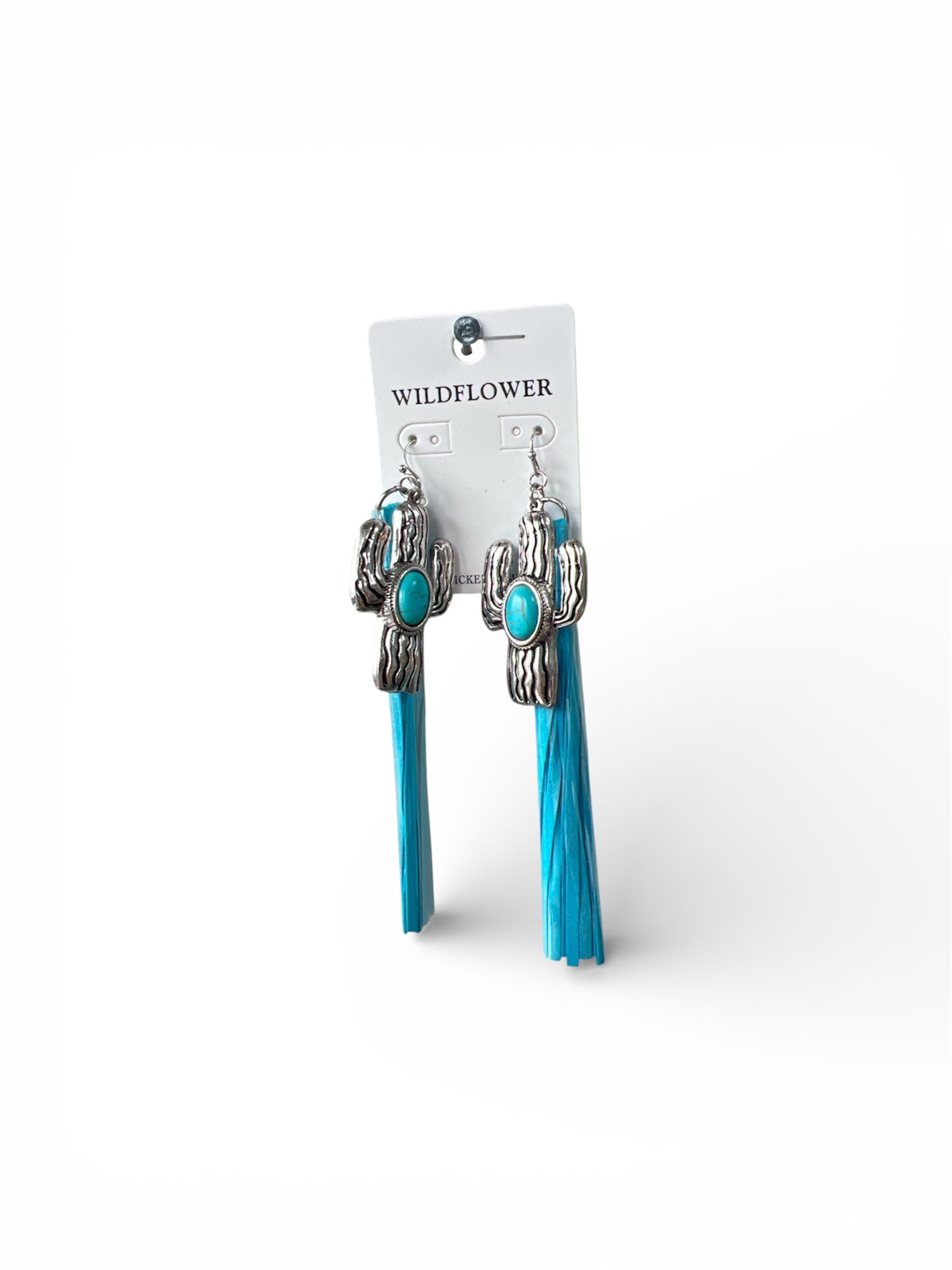 TURQUOISE TASSEL SILVER PENDENT EARRINGS