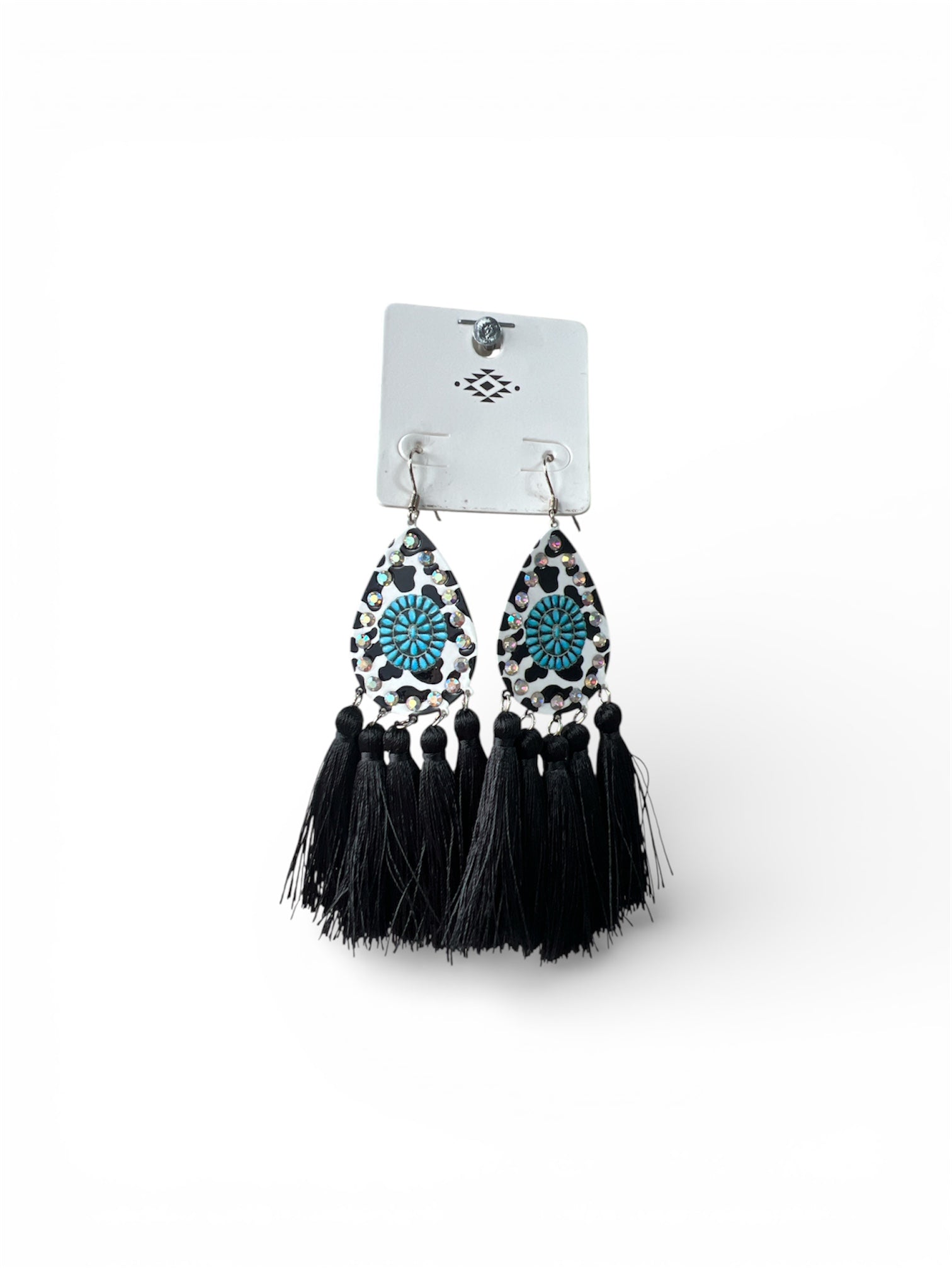 COW PRINT TASSEL EARRINGS