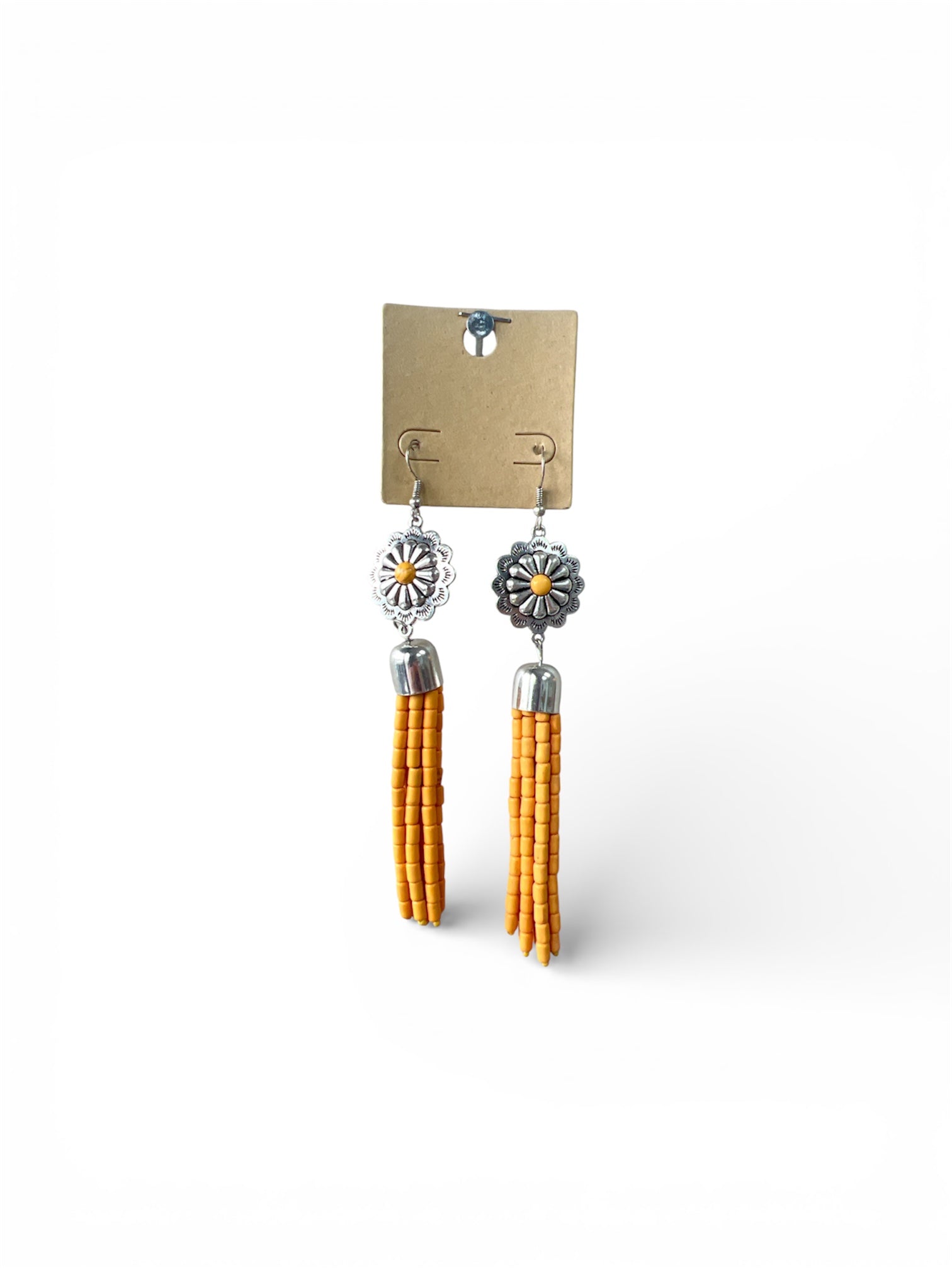 YELLOW BLOSSOM BEAD DANGLE EARRINGS