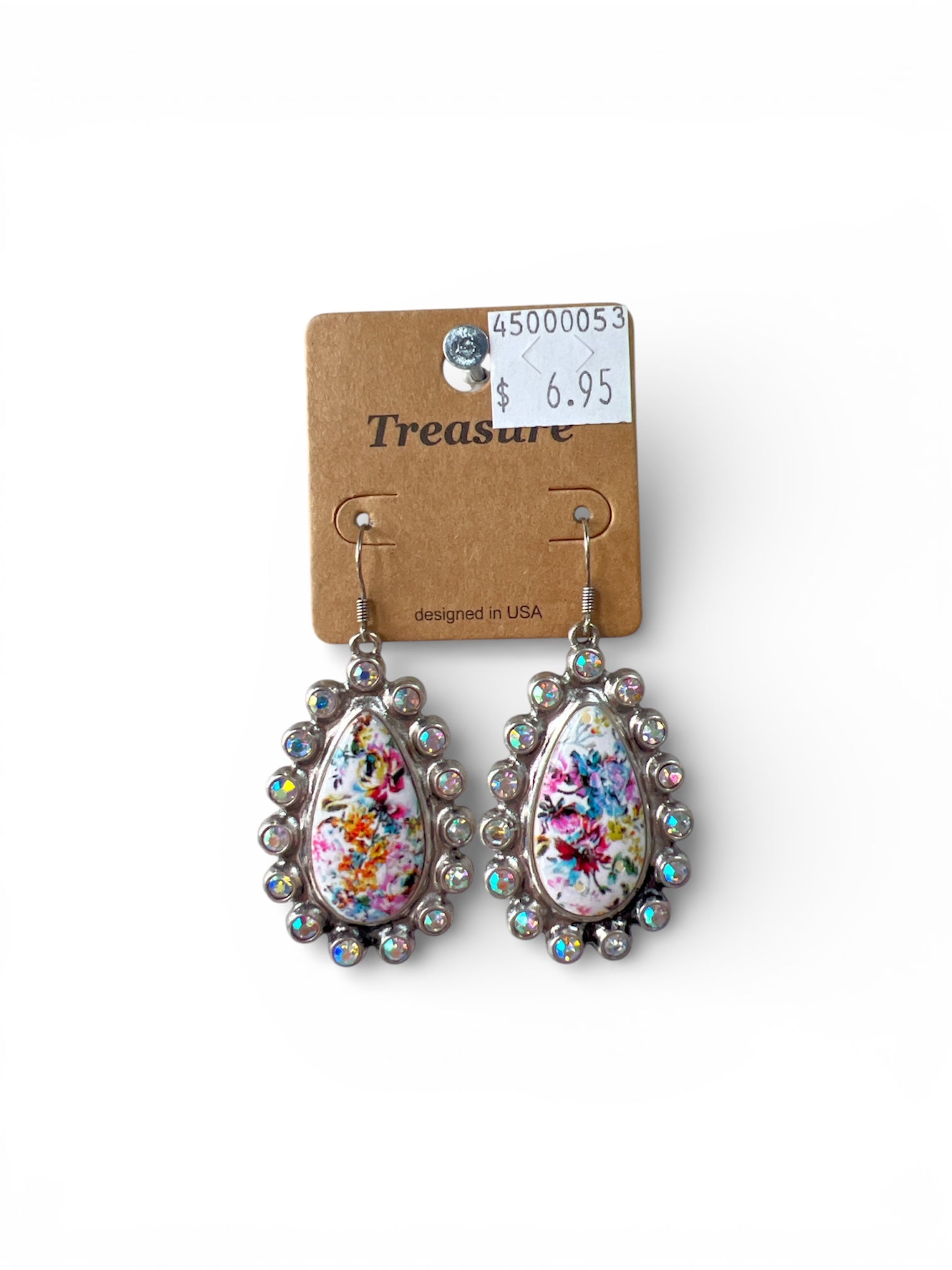FLOWER TEARDROP GEM EARRINGS
