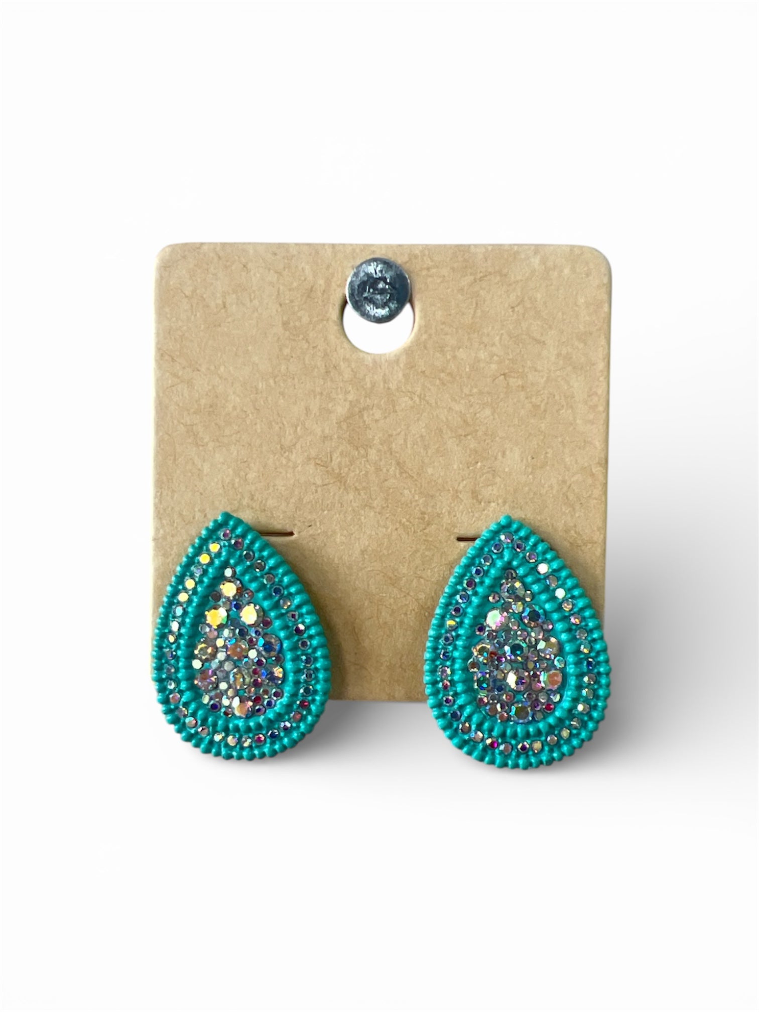 SPARKLY TURQUOISE TEARDOP EARRINGS