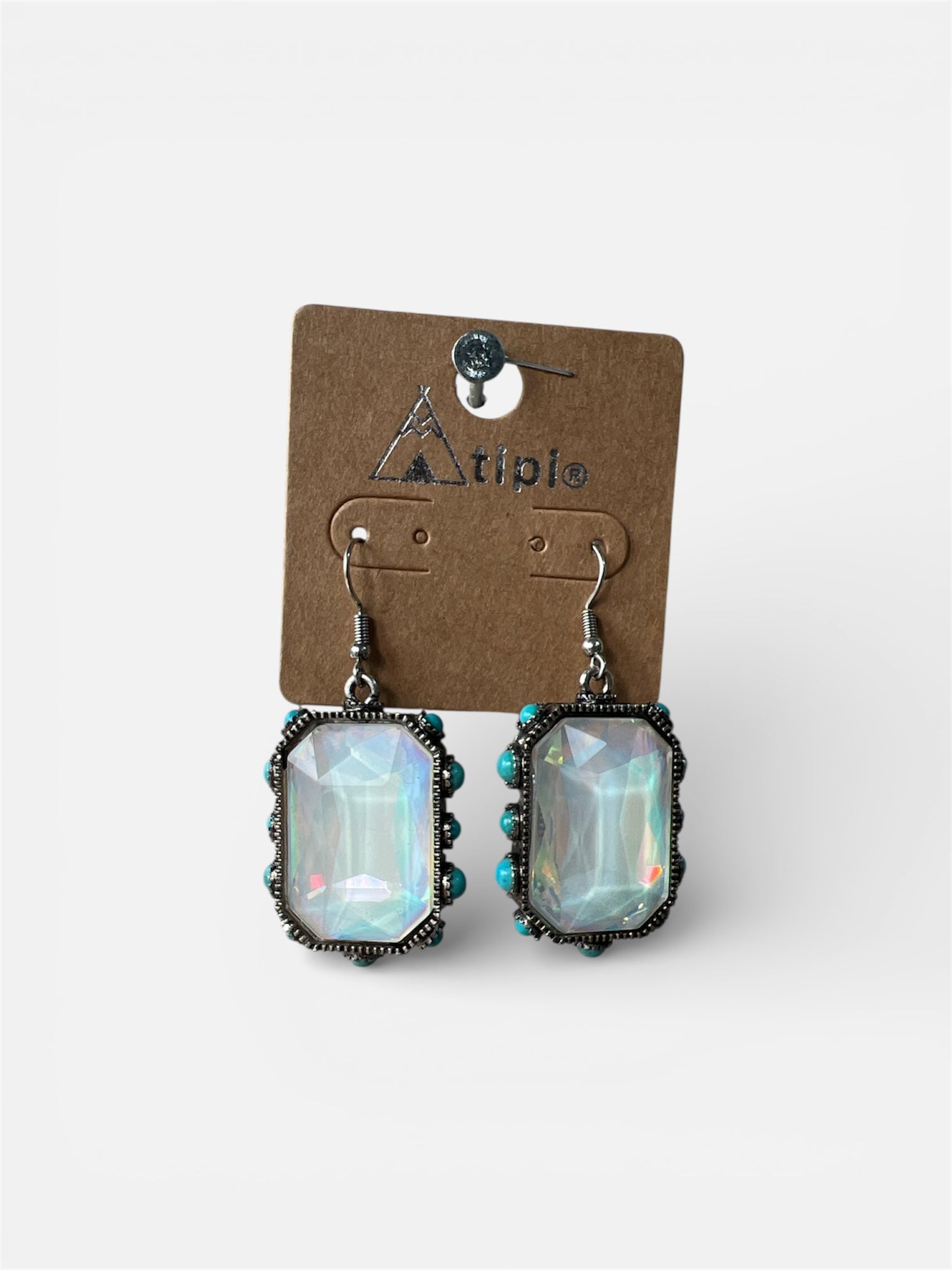TURQUOISE SQUARED GEM EARRINGS