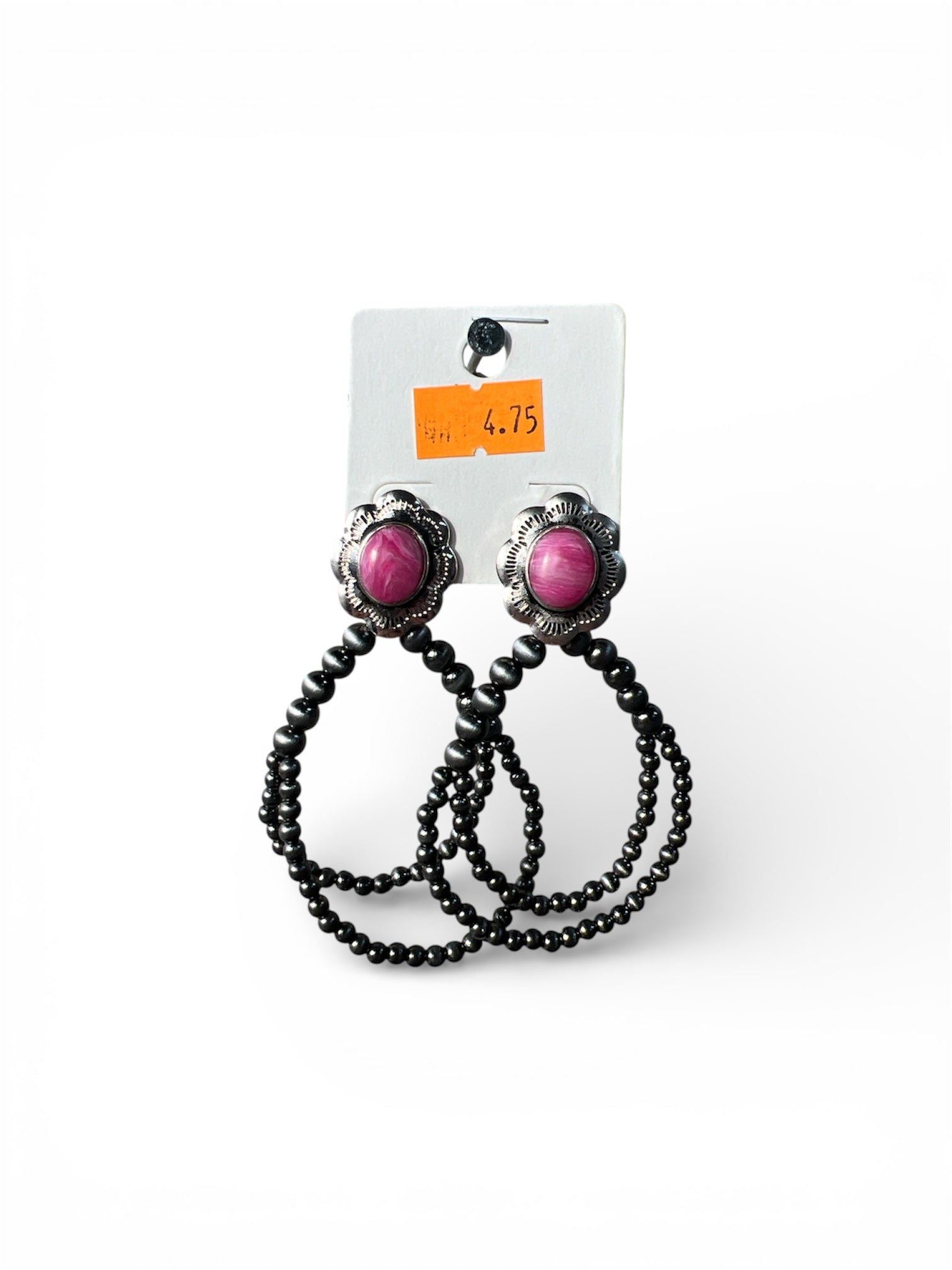 BLOSSOM STONE BEADED DOUBLE HOOP EARRINGS
