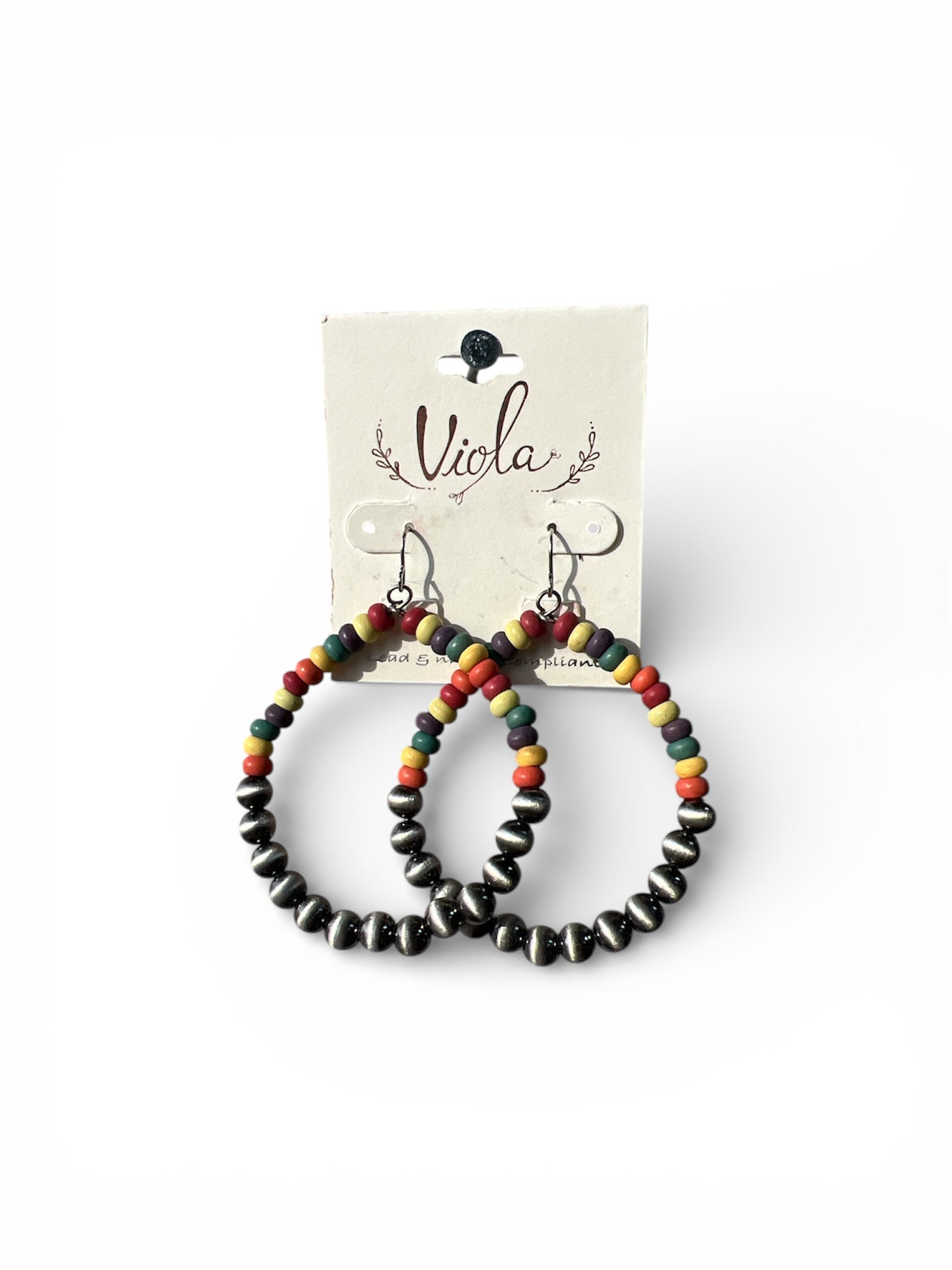 MULTICOLOR BEADED HOOP EARRINGS