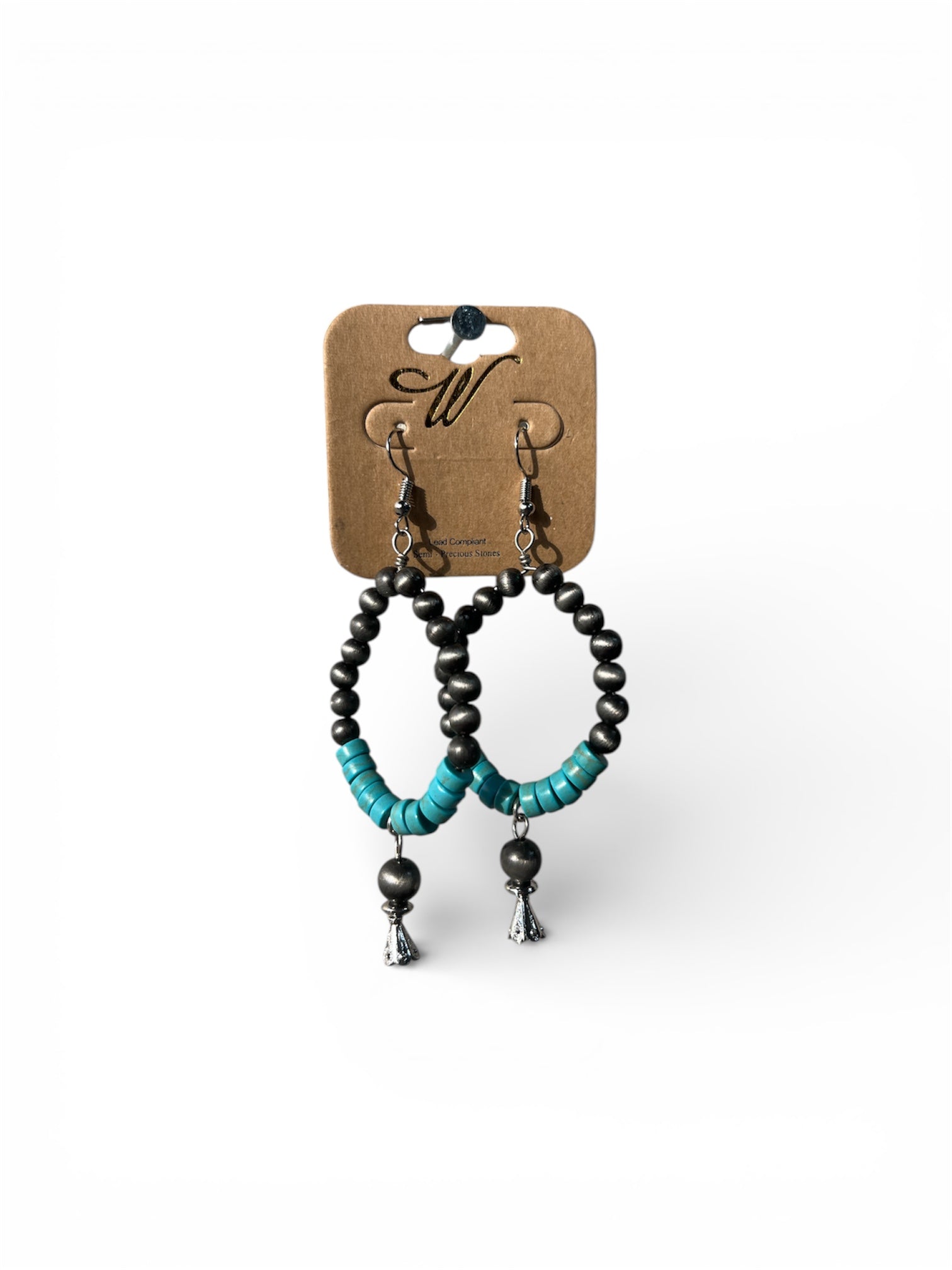 TURQUOISE BEADED HOOP EARRINGS